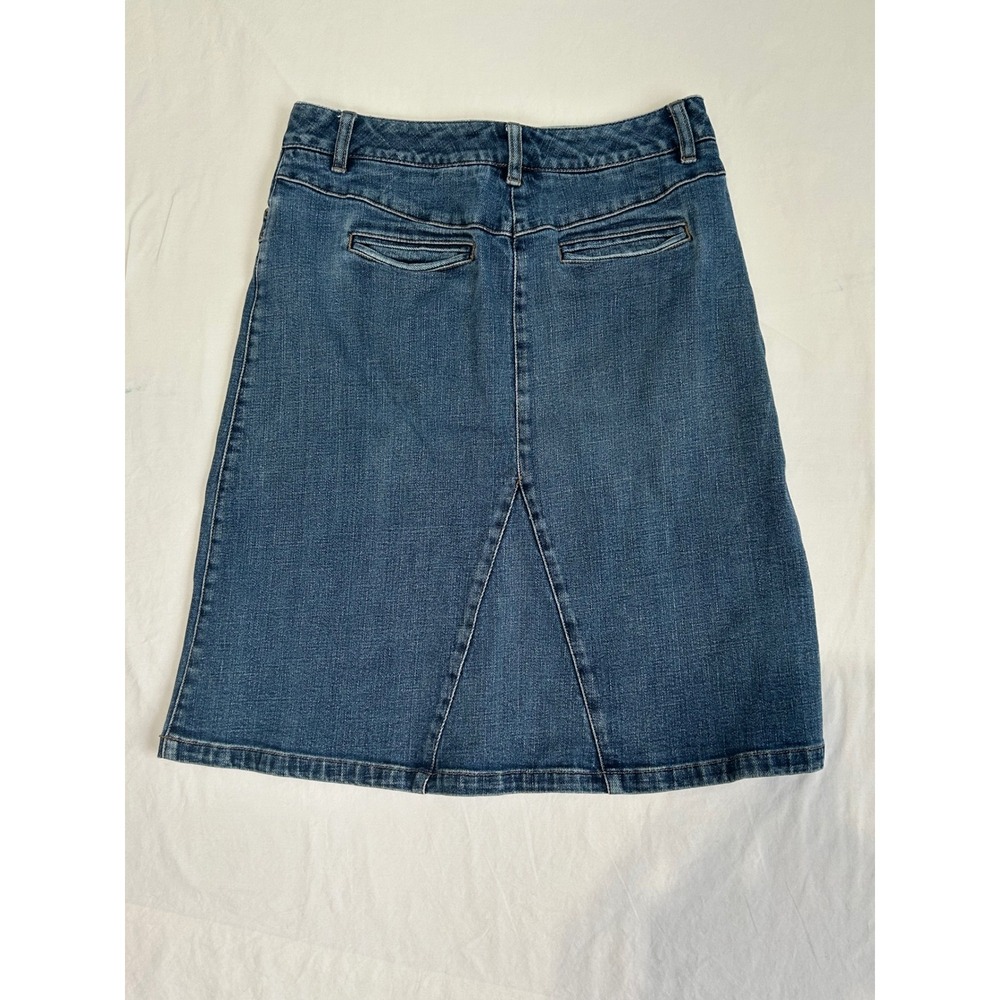 Talbots Womens Blue Denim A-Line‎ Skirt Stretch Medium Wash Knee Length Size 4 - Picture 4 of 7